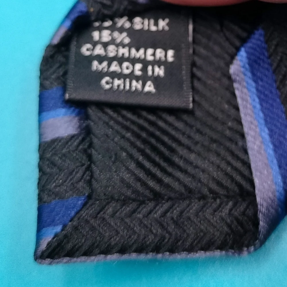 Bellissima Cravatte Rep Black Blue Striped Silk Cashmere Men’s Necktie Tie